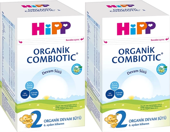 Hipp Organik Combiotic Bebek Devam Sütü 800GR No:2 (6. Aydan İtibaren) (2 Li Set) ürün görseli 1