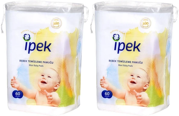 İpek Bebek Temizleme Pamuğu 120 Adet (2Pk*60)