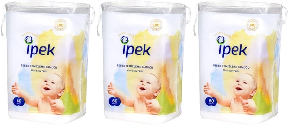İpek Bebek Temizleme Pamuğu 180 Adet (3Pk*60) - 1