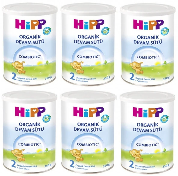 Hipp Organik Combiotic Bebek Sütü 350GR No:2 (6 Lı Set)