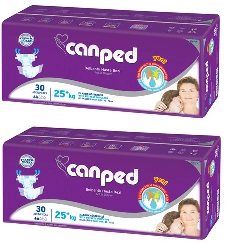 Canped Hasta Bezi Çoçuklar İçin Bel Bantlı Tekstil Yüzeyli 60 Adet XS (2Pk*30)
