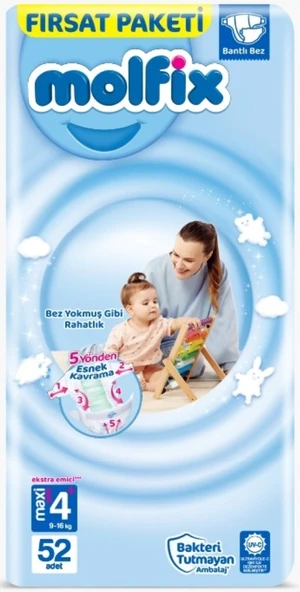 Molfix Bebek Bezi Beden:4+ (9-20Kg) Maxi Plus 156 Adet Aylık Fırsat Pk - Resim 7