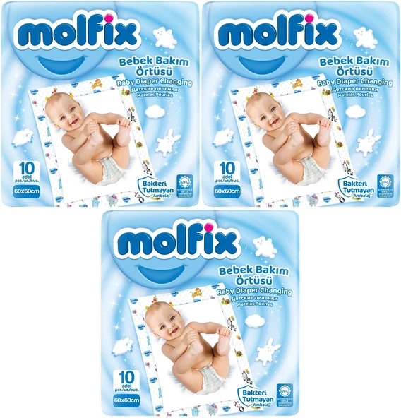 Molfix Bebek Bakım Alt Açma Örtüsü 3 Lü Set 30 Adet (3Pk*10)