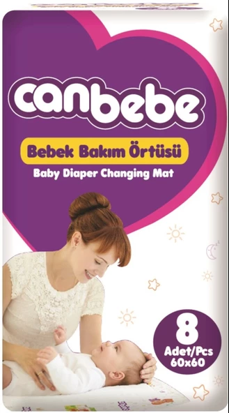 Canbebe Bebek Bakım Örtüsü Alt Açma (İç Adet 8 Li) Tekli Pk