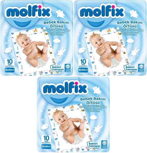 Molfix Bebek Bakım Alt Açma Örtüsü 3 Lü Set 30 Adet (3Pk*10)
