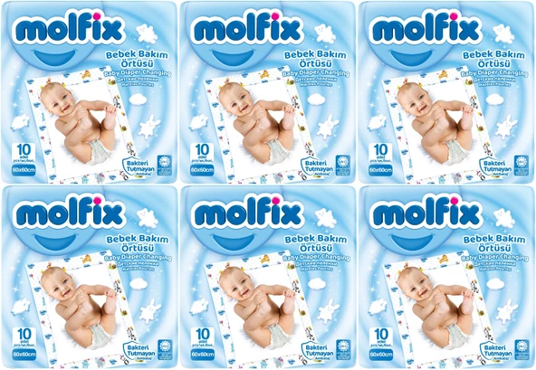 Molfix Bebek Bakım Alt Açma Örtüsü 6 Lı Set 60 Adet (6Pk*10)