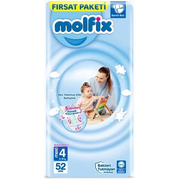 Molfix Bebek Bezi Beden:4+ (9-20KG) Maxi Plus 52 Adet Fırsat Pk ürün görseli