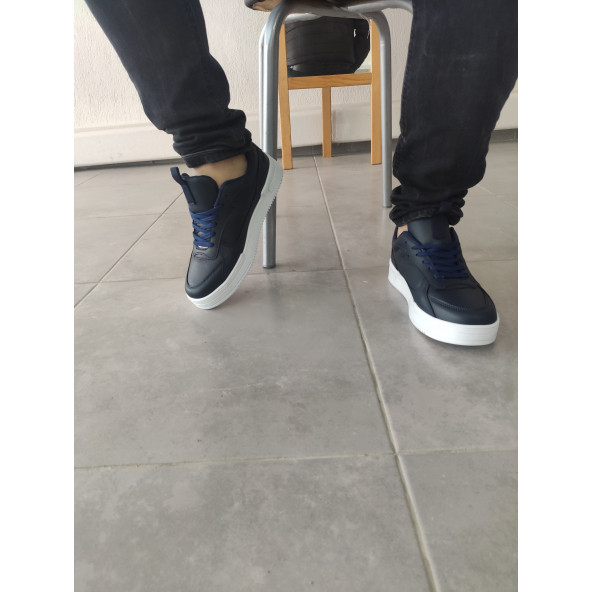 Erkek Ayakkabı Lacivert Renk Beyaz Taban Spor Ayakkabı Sneaker Mg02 - 3