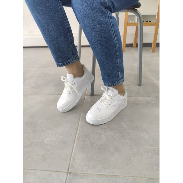 Unisex Ayakkabı Beyaz Beyaz Taban Spor Ayakkabı Sneaker Mg03 - 3