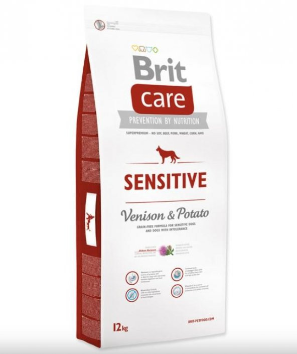 Brit Care Sensitive Geyikli Tahılsız Tüm Irklar Için Yetişkin Köpek Maması 12 kg