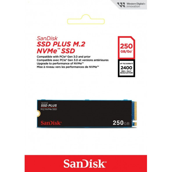 SanDisk SSD PLUS 250GB 2400MB-1500MB/s M.2 PCIe Gen 3.0 NVMe SSD SDSSDA3N-250G-G26 - 4