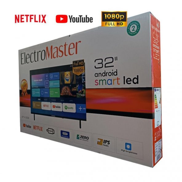 Electro Master ETV-332 32inç 82 Ekran Android+Uydu Alıcılı Televizyon