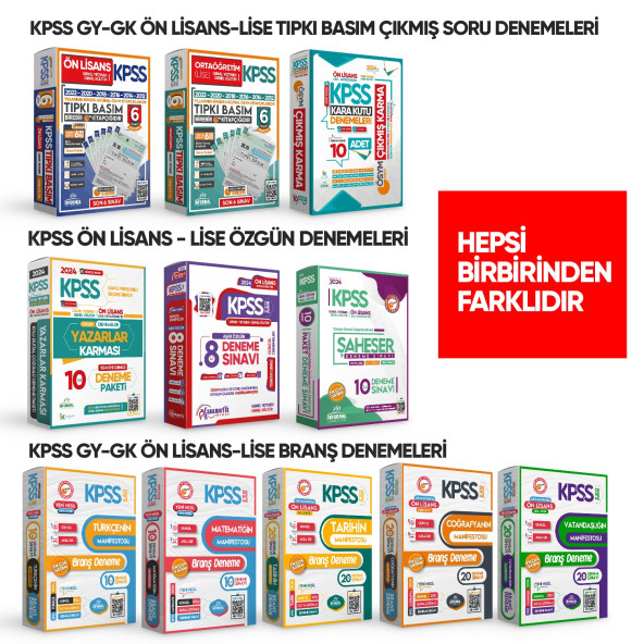 2024 KPSS Ön Lisans Genel Kültür (Tarih-Coğrafya-Vatandaşlık) Manifesto 20li Branş Deneme Seti - 5