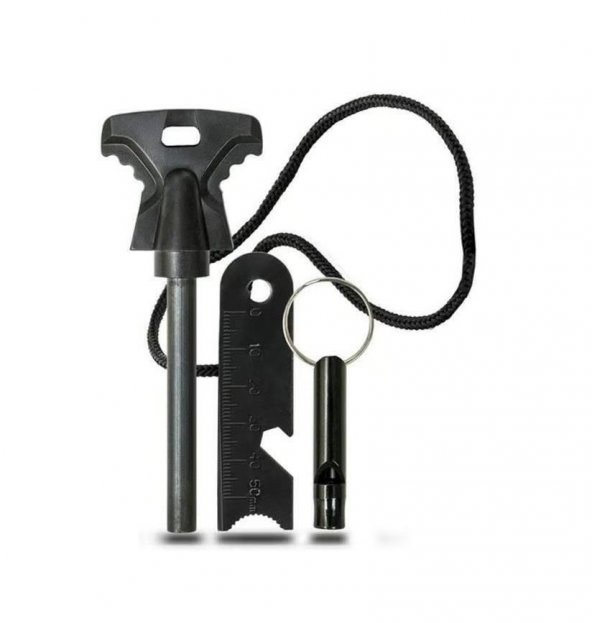 Zhltools Acil Durum Magnezyum Çubuk Çakmak Taşı Hayatta Kalma Ateş Başlatıcı Çakmak Kiti ve Düdük ürün görseli