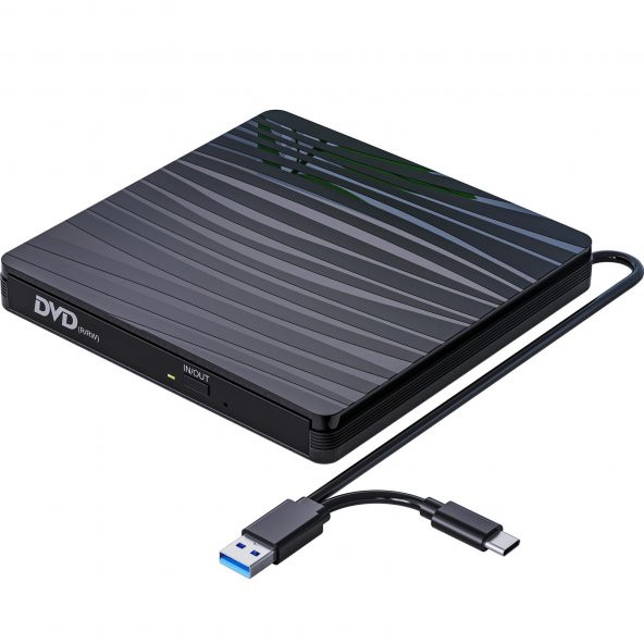 UpWay  Dvd Rw Usb 3.0 Type-C Slim Harici Cd Dvd Yazıcı Okuyucu MacBook iMac Windows11