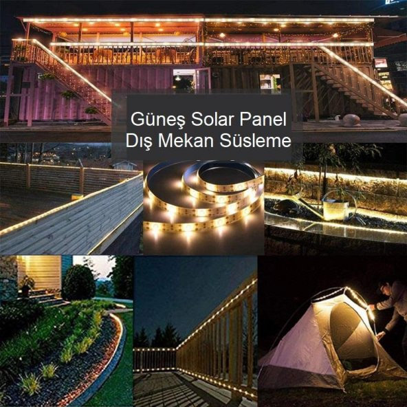 UpWay Güneş Enerjili Solar Aydınlatma RGB 5 Metre Silikonlu Şerit LED Ev Bahçe Süsleme Dekor - 4