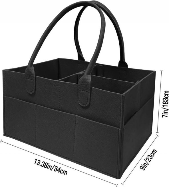 Katlanabilir Taşınabilir Keçe Organizer Çanta Siyah Renk - 3