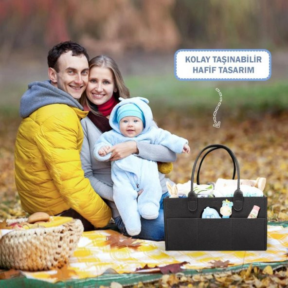 Katlanabilir Taşınabilir Keçe Organizer Çanta Siyah Renk - 7
