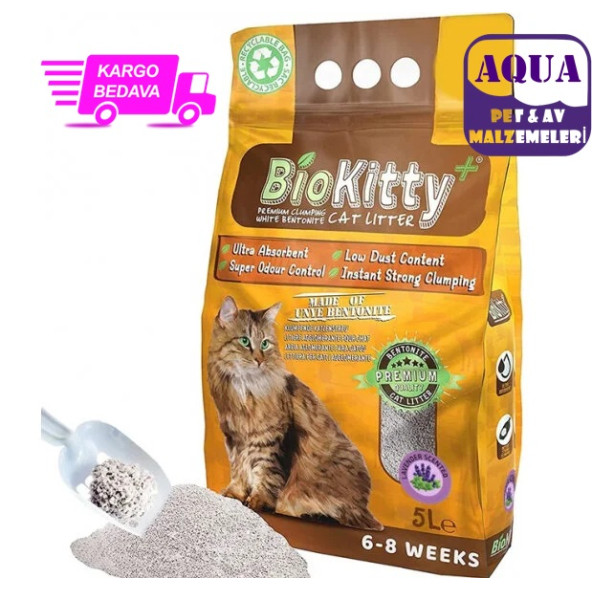 BioKitty Kedi Kumu 5 lt Lavantalı İnce Taneli Bentonit Topaklanan 1 Adet - 2