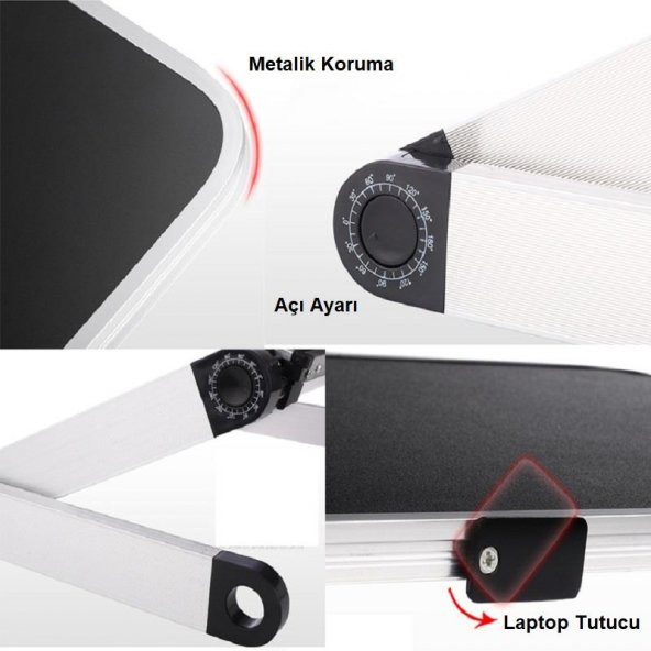 UpWay Ayarlanabilir Katlanabilir Dizüstü Bilgisayar Masası Soğutucu Fanlı Macbook Stand - 5