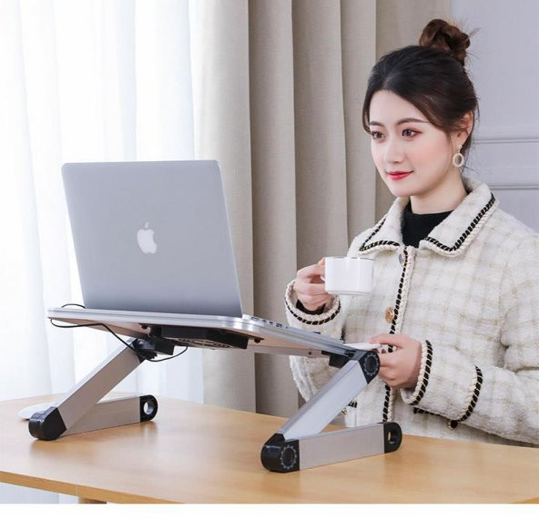 UpWay Ayarlanabilir Katlanabilir Dizüstü Bilgisayar Masası Soğutucu Fanlı Macbook Stand - 7