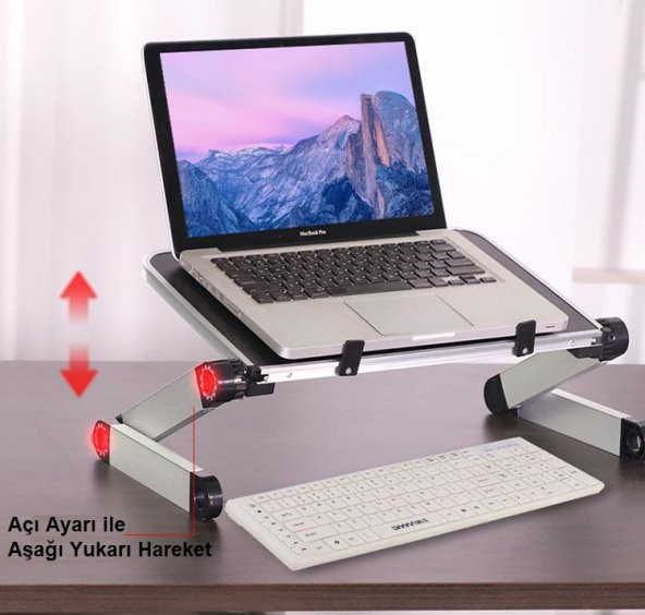 UpWay Ayarlanabilir Katlanabilir Dizüstü Bilgisayar Masası Soğutucu Fanlı Macbook Stand - 8