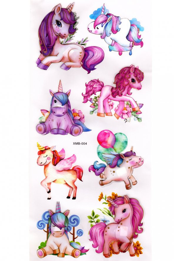 Duvar Sticker Kabartmalı 3 Boyutlu Sticker, 3d Duvar Stiker (XMB004) 55x25 cm - Unicorn Sevimli