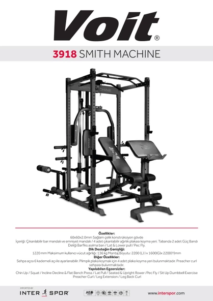 Voit 3918 Smith Machine Ağırlık Çalışma İstasyonu - 2