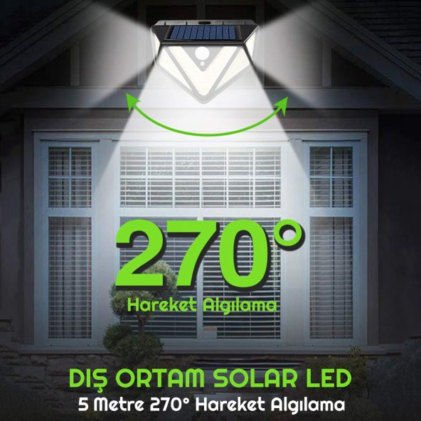UpWay 166 LED 3 Mode PIR Hareket Sensörlü 5 Taraflı Işık Solar Lamba - 3