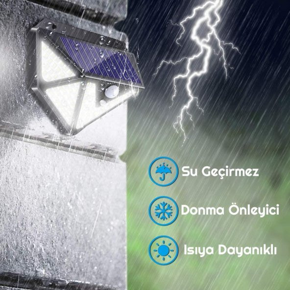 UpWay 166 LED 3 Mode PIR Hareket Sensörlü 5 Taraflı Işık Solar Lamba - 4
