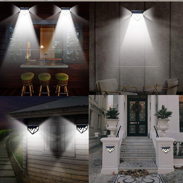 UpWay 166 LED 3 Mode PIR Hareket Sensörlü 5 Taraflı Işık Solar Lamba - 7
