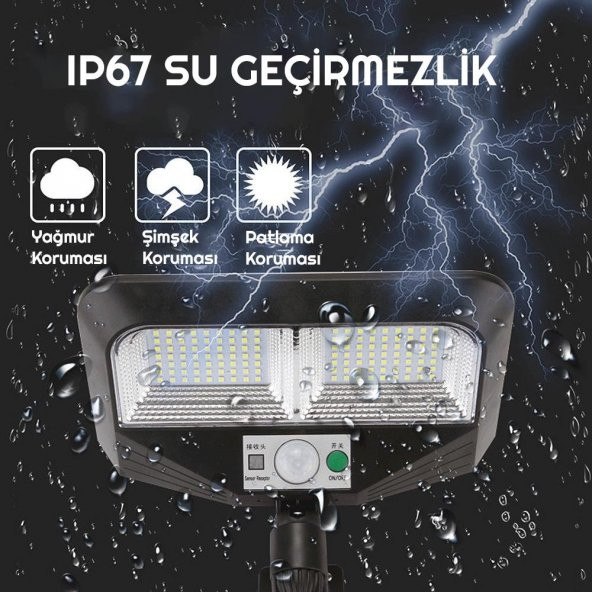 UpWay 126 LED Solar Bahçe Lambası Güneş Enerjili 3 Modlu Dış Mekan Aydınlatma - 2