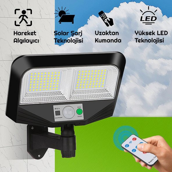 UpWay 126 LED Solar Bahçe Lambası Güneş Enerjili 3 Modlu Dış Mekan Aydınlatma - 3