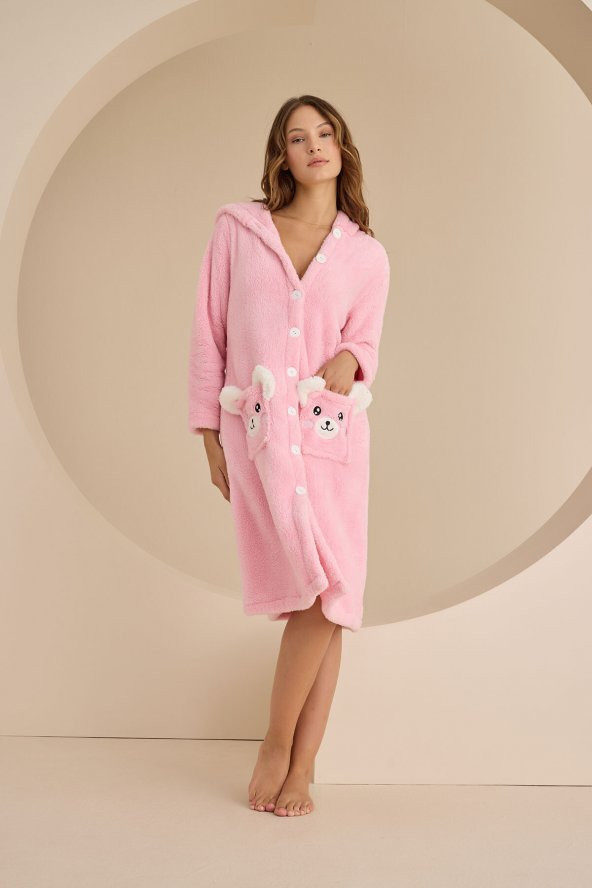 Pembe Wellsoft Dog Pattern Tek Sabahlık - 2