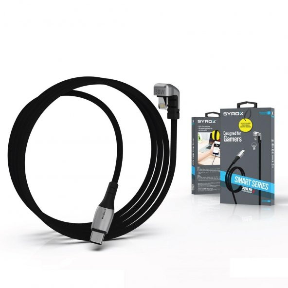 Syrox C132TL 30W PD Type-C Lightning İphone Oyun İçin Özel Tasarim Hasir Hızlı Şarj Data Kablosu - 4