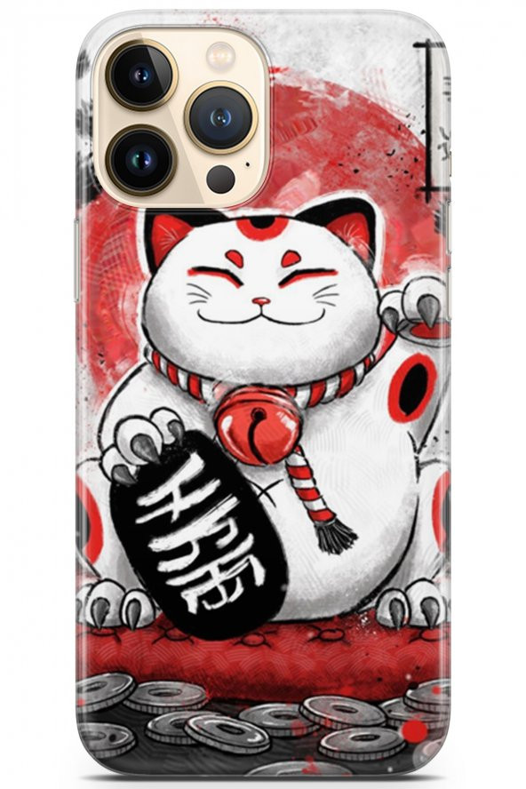 Apple iPhone 14 Pro Uyumlu Kılıf Akira 22 Sert Silikon Şişman Kedi - 1