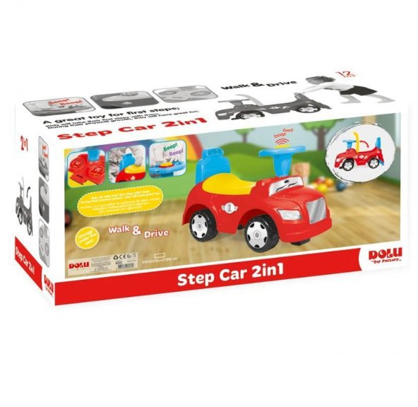 Dolu 8031 Step Car Toy Factory Yürüteç Araba STEP 2 in 1 İlk Arabam Kırmızı - 5