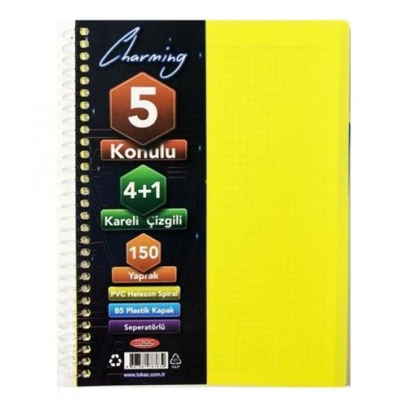 Tokaç Ayraçlı Defter 19x25 4+1 B5 150 Yaprak Tok-610