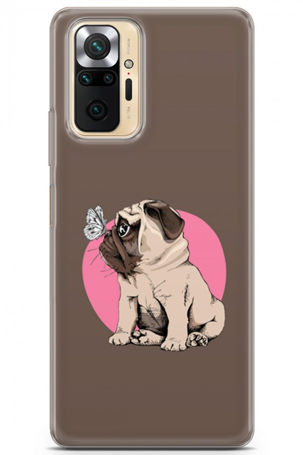 Xiaomi Redmi Note 10 Pro Uyumlu Kılıf Pug 03 Cover Kelebekli