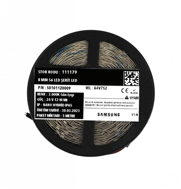 5 Metre Şerit Led Samsung Çipli Nano Hybrid IP65 24 V 12 W 3.000K Gün Işığı - 3