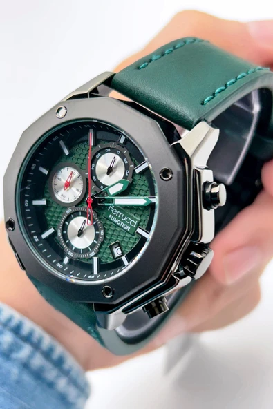 Ferrucci Function FCF 230007.02 Deri Kordon Erkek Kol Saati - Resim 3