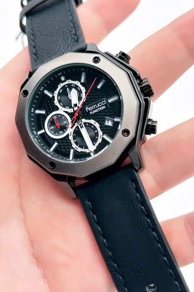Ferrucci Function FCF 230007.03 Deri Kordon Erkek Kol Saati - Resim 4