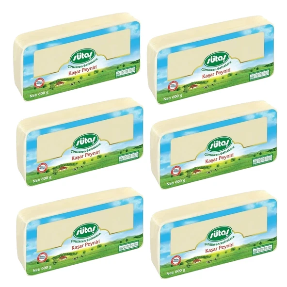Sütaş Taze Kaşar Peyniri 600 gr x 6 Adet ürün görseli