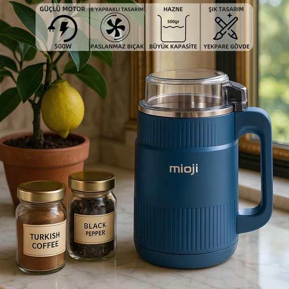Mioji Mio CG34 500W Paslanmaz Çelik Bıçak Kompakt Baharat ve Kahve Öğütücü Mavi