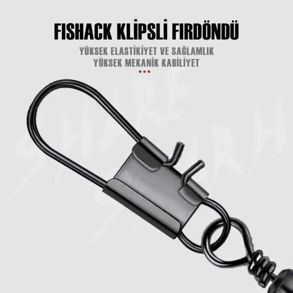 Fishack Paslanmaz Klipsli Fırdöndü Füme No: 6 12'li - 2