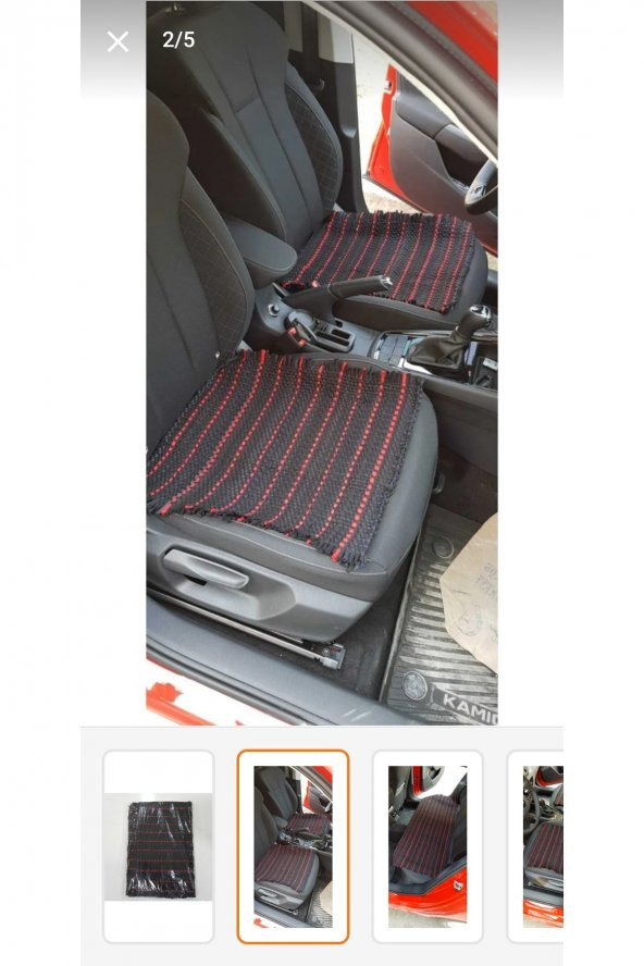 Terletmez Oto Kilim Ön Ve Arka 3lü Serme Set Serme Kilim Kırmızı Siyah - 2