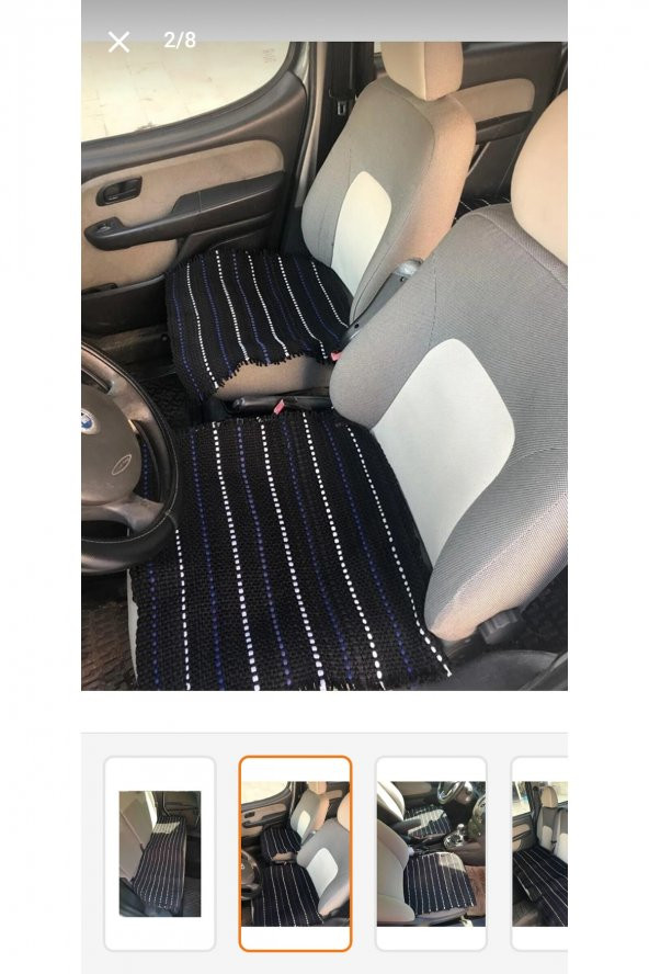 Terletmez Oto Kilim Ön Ve Arka 3lü Serme Set Serme Kilim Siyah Beyaz - 2