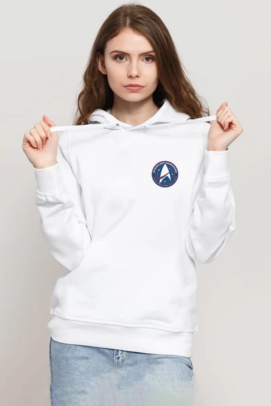 Star Trek Discovery Starfleet Command Beyaz Kadın 3ip Kapşonlu Sweatshirt ürün görseli 1