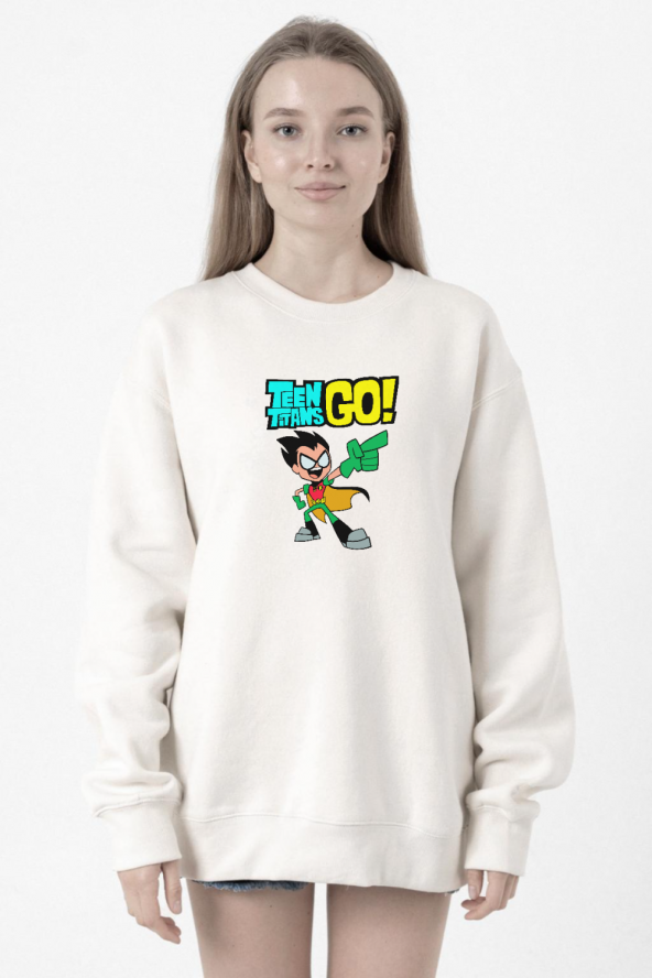 Teen Titans Go Robin Beyaz Kadın 2ip Sweatshirt