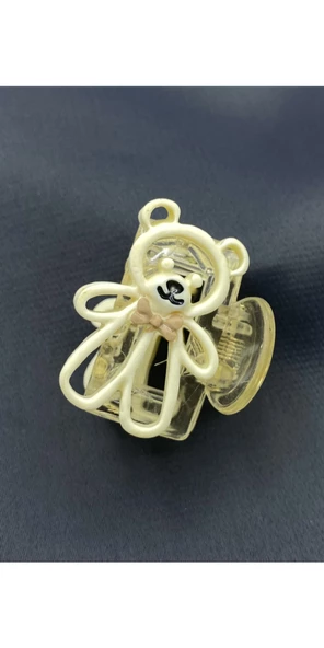 Krem Ayıcıklı Mandal Çocuk Tokası 4,5cm - 1